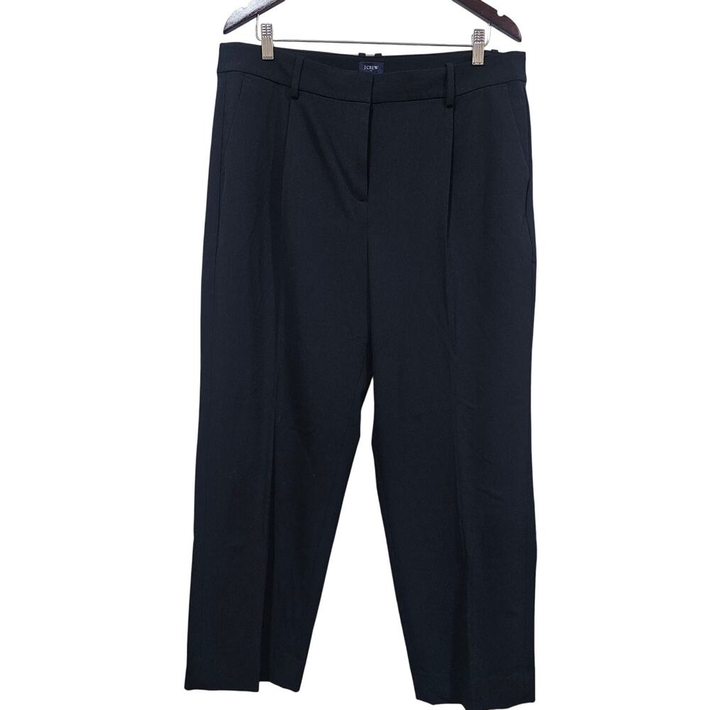 J.Crew Factory Pleated Trouser Pants High Rise Straight Black Leg Size 14